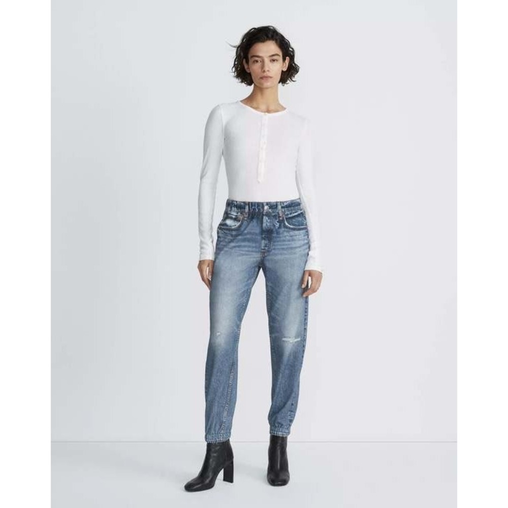 NEW Rag & Bone Miramar Lynn Printed Denim Jogger Pant Cotton Terry Pull-On SMALL - Picture 3 of 16